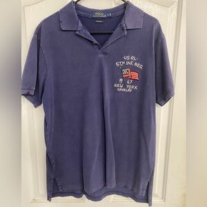 Polo by Ralph Lauren Men's Purple Polo Shirt with Embroidered Patch size large